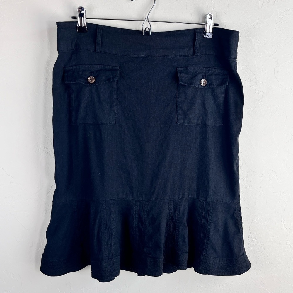 Calvin Klein Linen Blend Black Ruffle Hem Mini Skirt